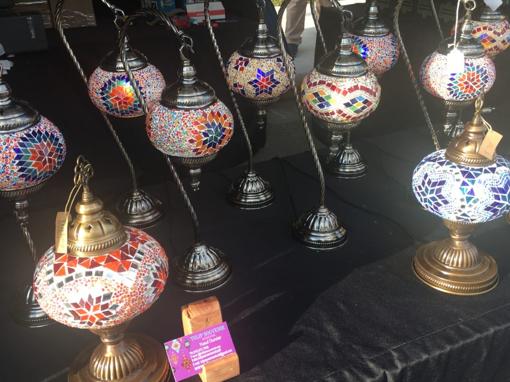 glass lamps at Tomball Christmas Market
