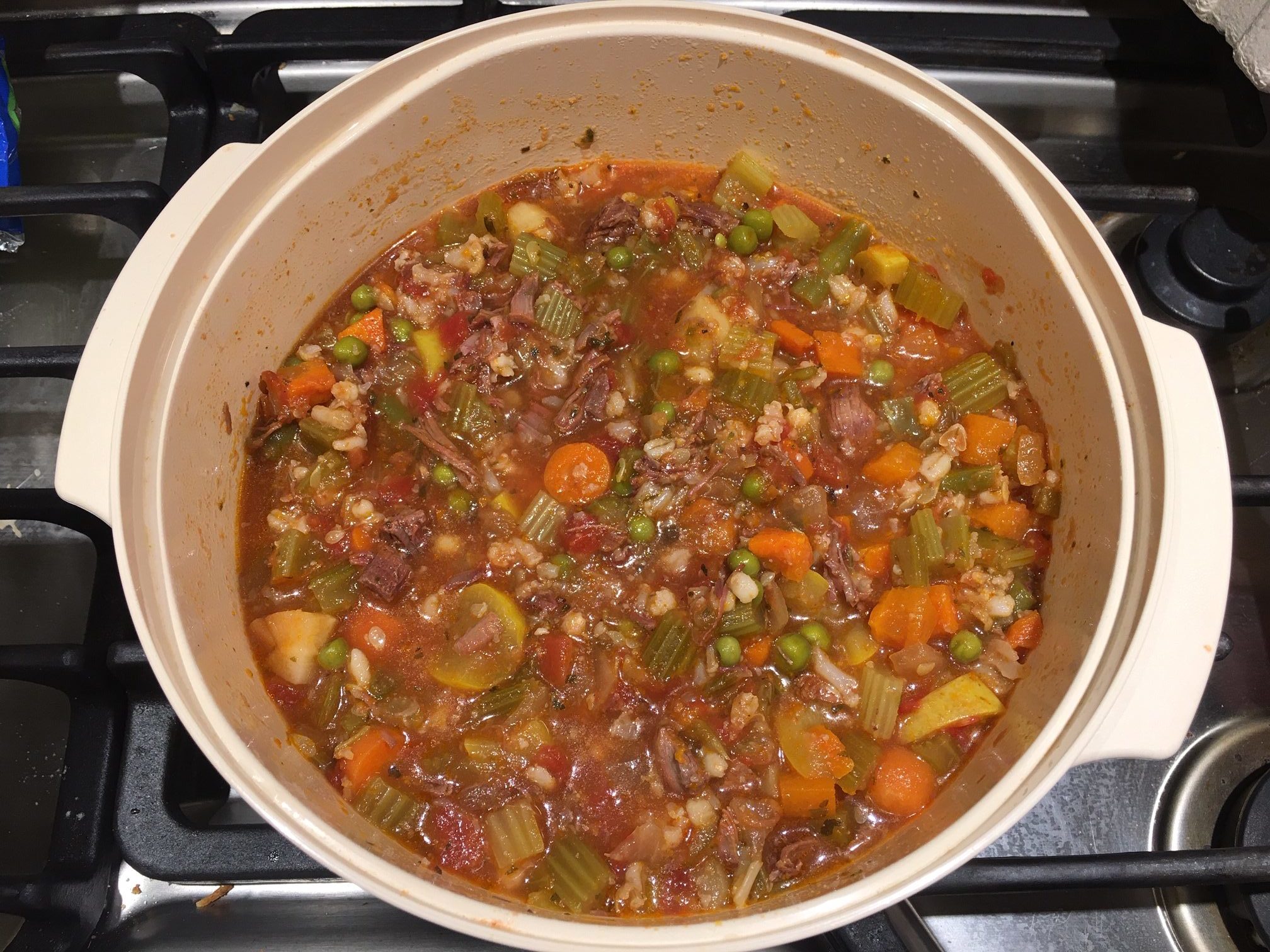 homemade vegetable soup with beef